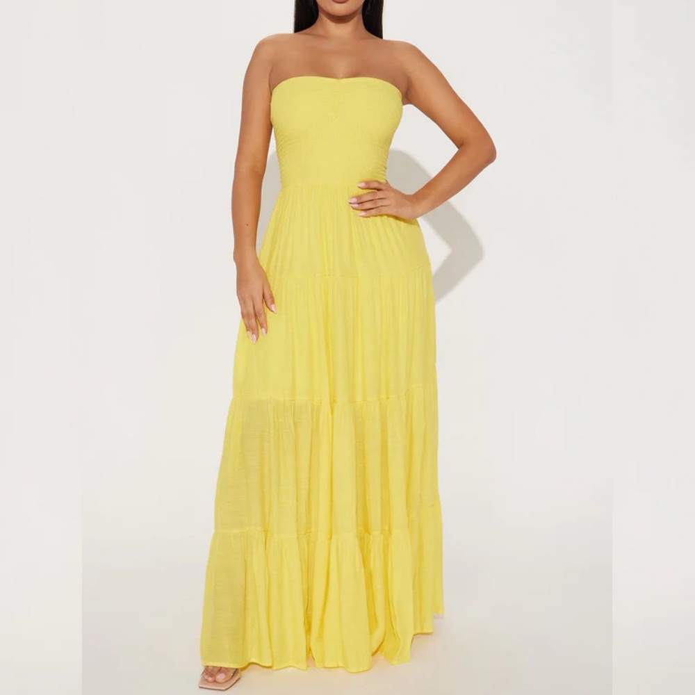 Yellow Strapless Maxi Dress